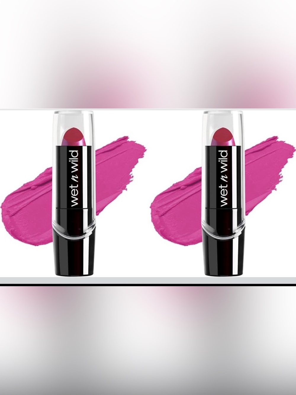 *BRAND NEW* (2)Wet N Wild 527B Fuchsia With Blue Pearl Silk Finish Lipstick